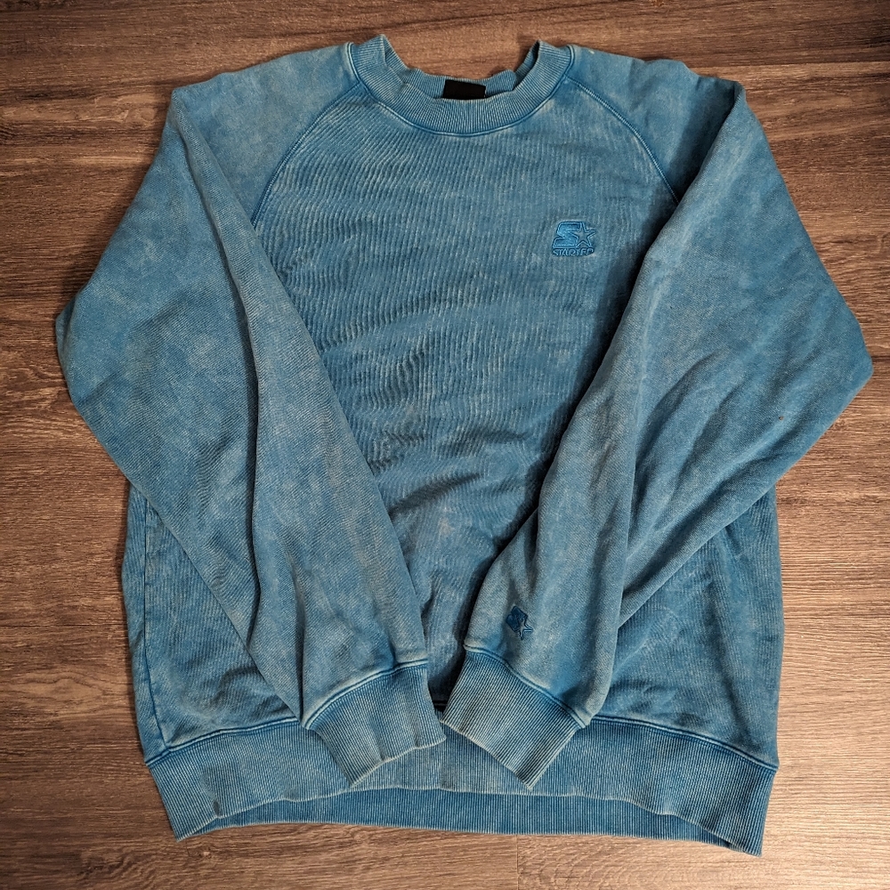 Starter Blue Acid Wash Crewneck